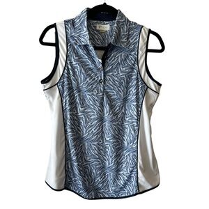 NWT Greg Norman Collection Polo Sleeveless Golf Shirt  Blue White Women’s Small